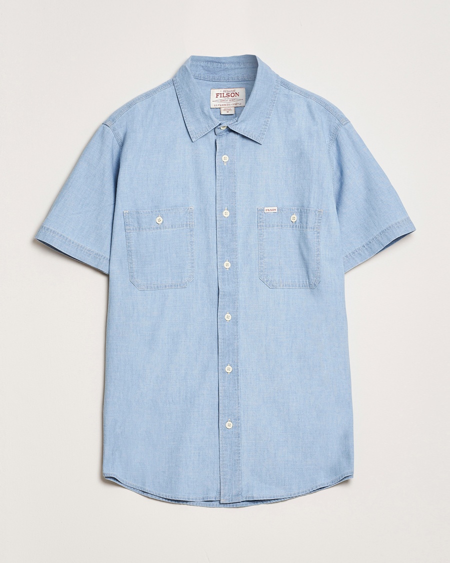 Men | Filson | Filson | Short Sleeve Chambray Shirt Light Indigo