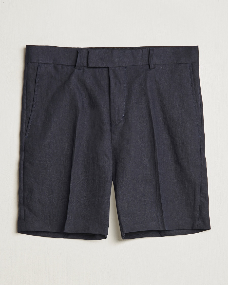 Men | Linen Shorts | Tiger of Sweden | Thiago Linen Shorts Midnight Blue