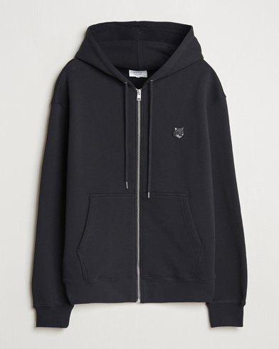 Men | Sweaters & Knitwear | Maison Kitsuné | Tonal Fox Head Full Zip Hoodie Black