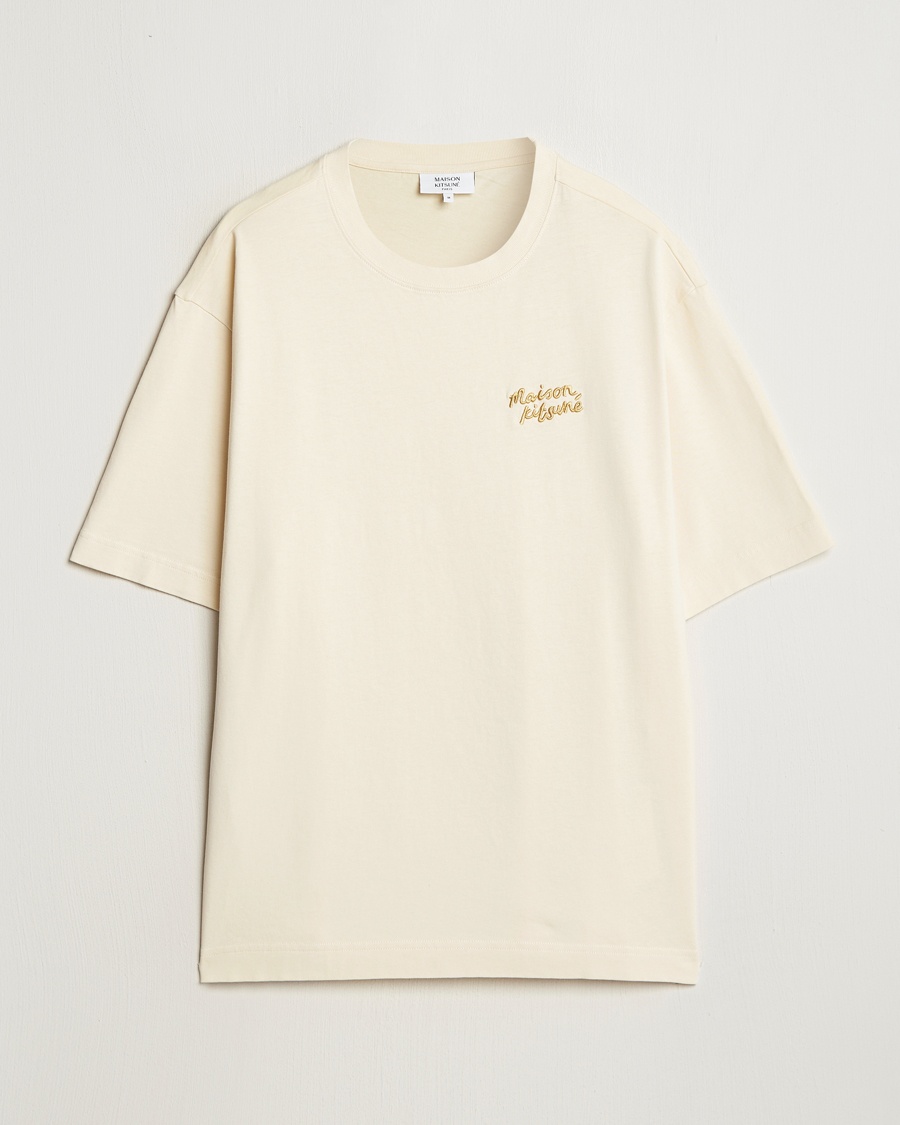 Men | Maison Kitsuné | Maison Kitsuné | Handwriting Embroidery T-Shirt Alabaster