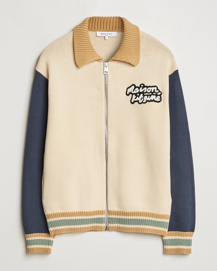Men | Maison Kitsuné | Maison Kitsuné | Knitted College Varsity Jacket Rich Vanilla