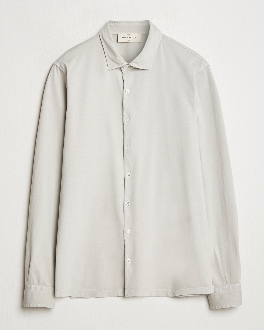 Men | Polo Shirts | Gran Sasso | Washed Cotton Jersey Shirt Beige