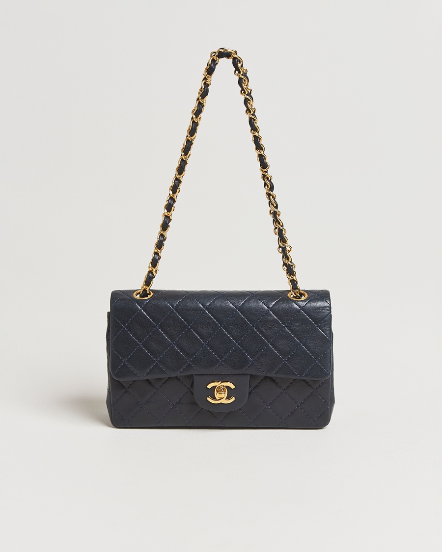 Men | | Chanel Pre-Owned | Classic Small Double Flap Bag Lambskin Navy