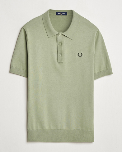 Men | Polo Shirts | Fred Perry | Cotton Knitted Polo Olive Mint