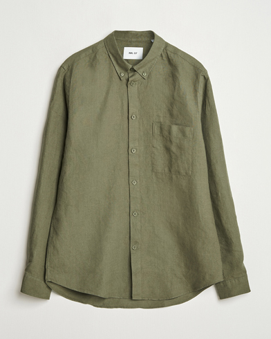 Men | What's new | NN07 | Arne Linen Button Down Shirt Capers Green