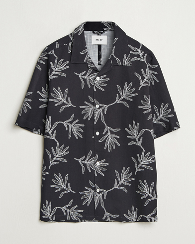 NN07 Ole Printed Cotton/Lyocell Resort Shirt Black – Black