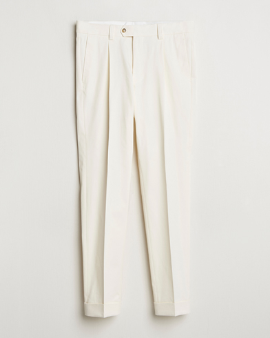 Men | Chinos | Tiger of Sweden | Tenuta Pleated Cotton Trousers Soft White