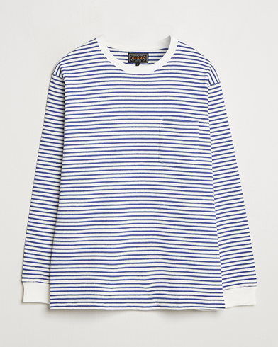 Men | Heritage Corner | BEAMS PLUS | Long Sleeve Striped Pocket T-Shirt White/Blue