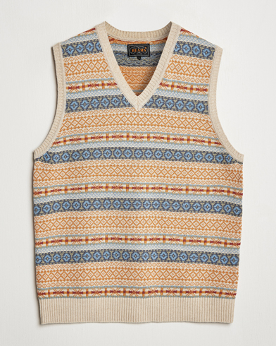 Men | Heritage Corner | BEAMS PLUS | Fairisle Vest Beige