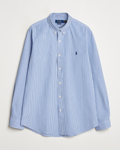 Polo Ralph Lauren Slim Fit Poplin Shirt Blue/White Hairline Stripe – Blue