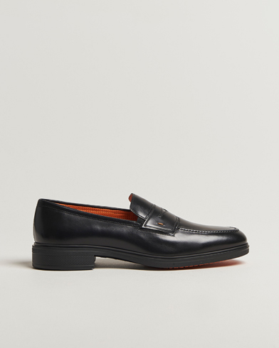 Santoni Easy Penny Loafer Black Calf – Black