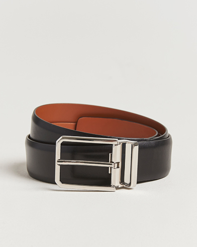 Santoni Classic Leather Belt Black Calf – Black