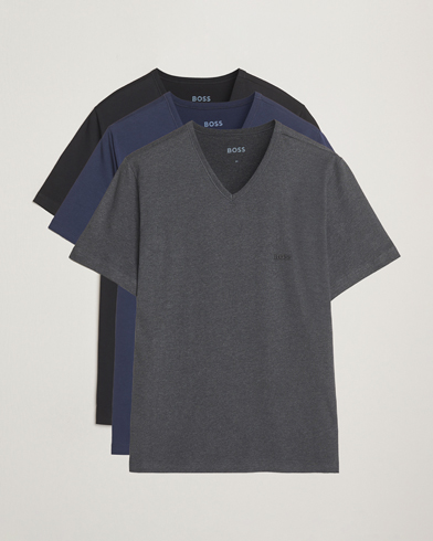 BOSS BLACK 3-Pack V-Neck T-Shirt Black/Blue/Grey – Black