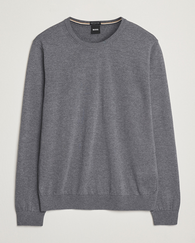 BOSS BLACK Leno Wool Crew Neck Pullover Medium Grey – Grey