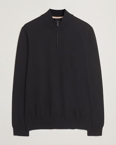 BOSS BLACK Padro Cotton Knitted Half Zip Black – Black