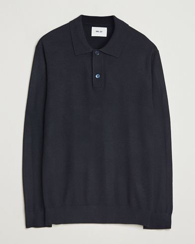 NN07 Serge Wool Knitted Polo Deep Navy – Blue