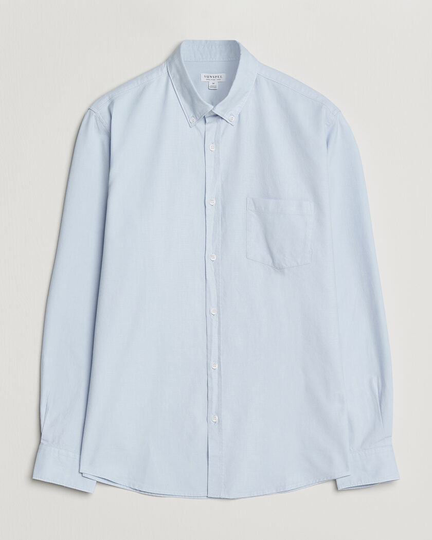 Sunspel Oxford Button Down Shirt Light Blue – Blue