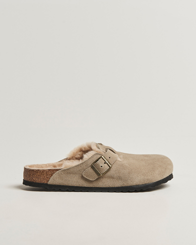 BIRKENSTOCK Woman Boston Soft Footbed Taupe Suede at CareOfCarl.com