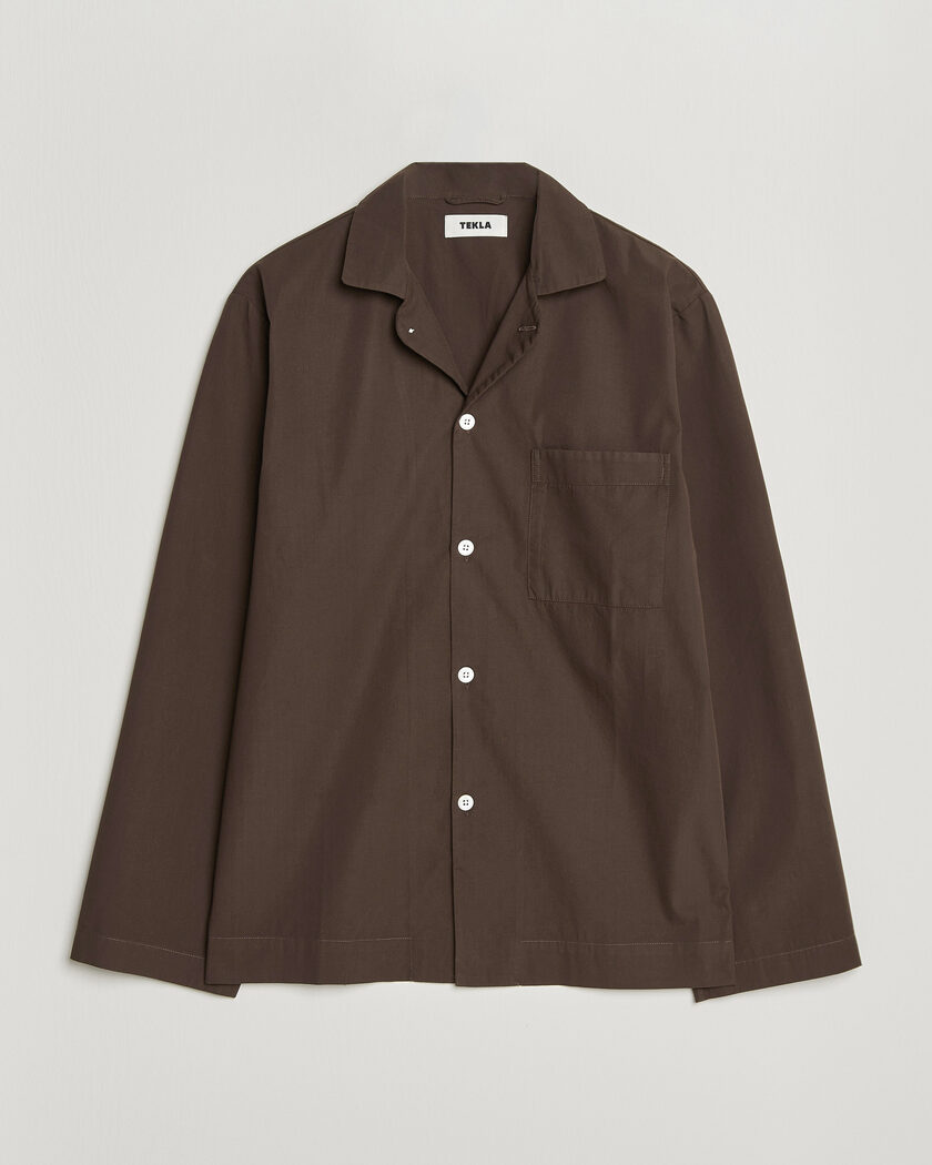 Tekla Poplin Pyjama Shirt Coffee – Brown