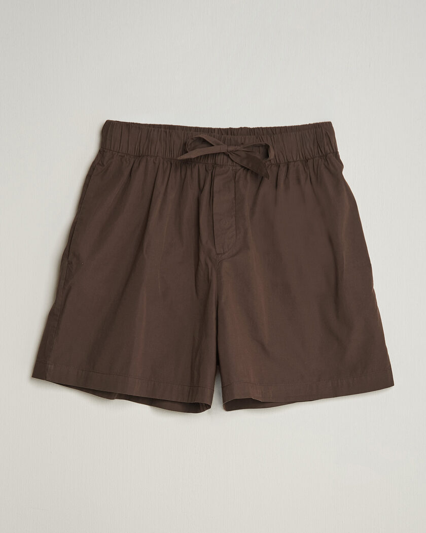 Tekla Poplin Pyjama Shorts Coffee – Brown