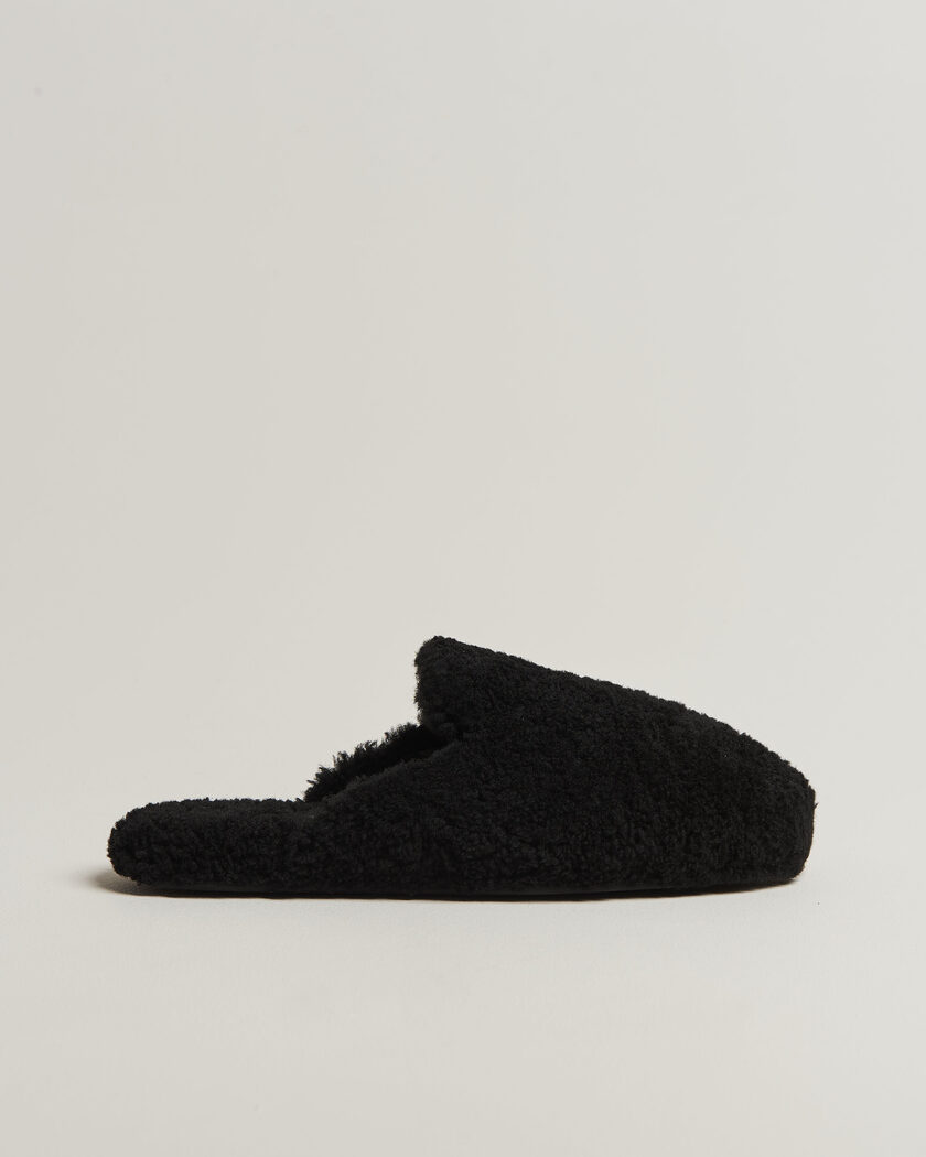 Tekla Lambswool Shearling Slippers Black – Black
