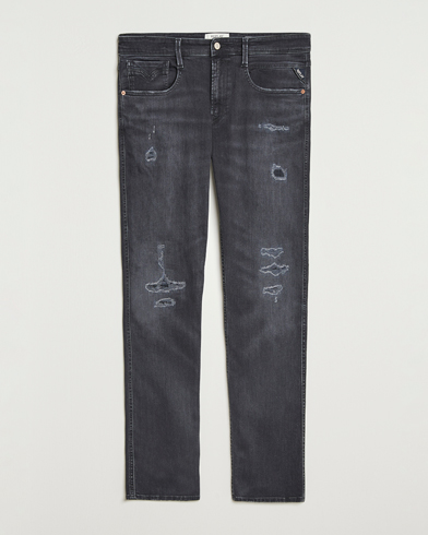 Replay Anbass Distressed Super Stretch Bio Jeans Washed Black – Black