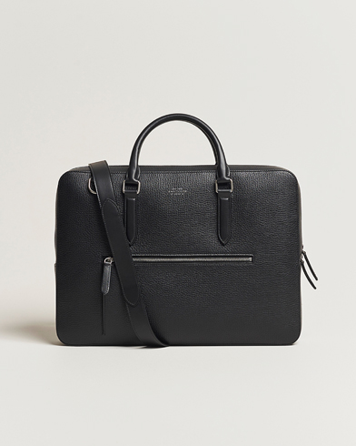 Smythson Ludlow Slim Briefcase With Zip Front Black – Black