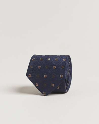  Silk Bouclé Flower 8cm Tie Navy