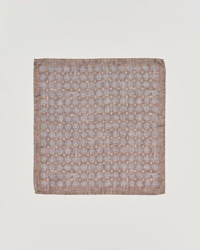 Silk Oxford Printed Flower Pocket Square Beige