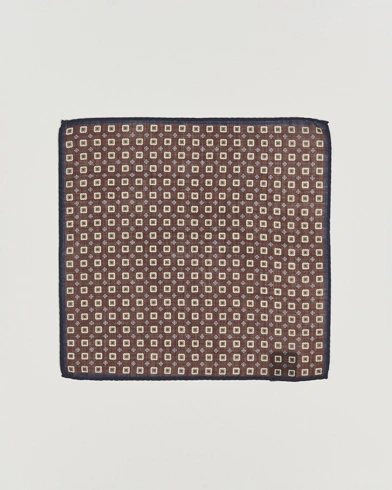  Wool Printed Flower Pocket Square Brown
