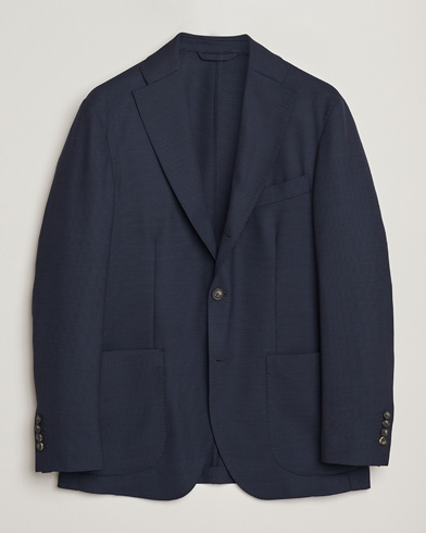 Boglioli K Jacket Wool Hopsack Classic Blazer Navy at CareOfCarl.com