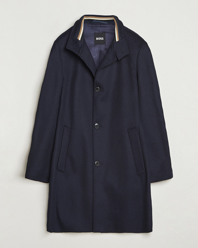 BOSS BLACK Hyde Stand Up Collar Coat Dark Blue – Blue