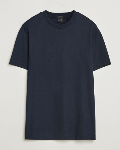 BOSS BLACK Thompson Structured Crew Neck T-Shirt Dark Blue – Blue