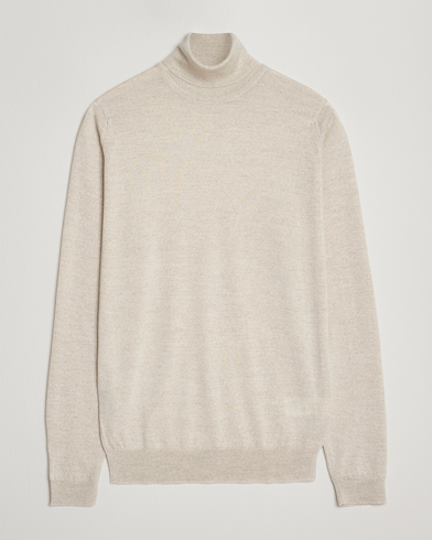 John Smedley Cherwell Extra Fine Merino Rollneck Grey Fleece – Beige