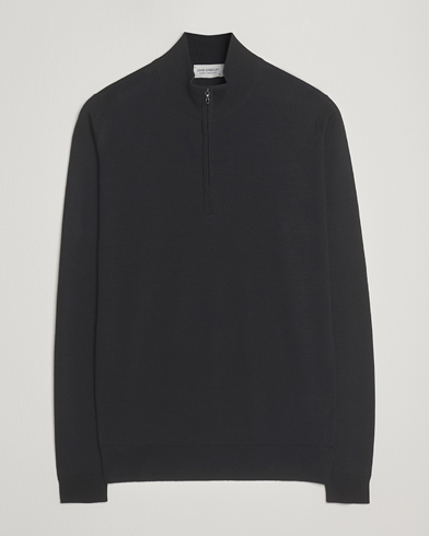 John Smedley Barrow Extra Fine Merino Half Zip Black – Black