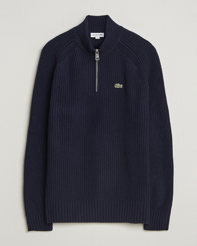 Lacoste Heavy Knitted Wool Half Zip Navy – Blue
