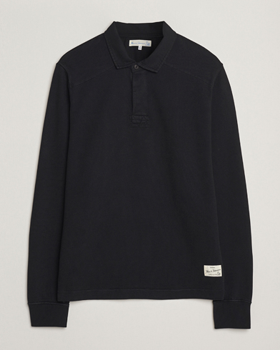 Merz b. Schwanen Relaxed Fit Vintage Cotton Rugby Shirt Black – Black
