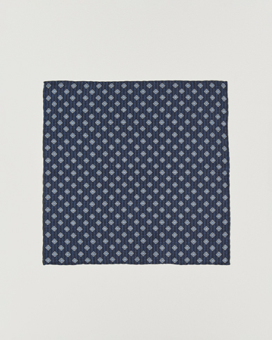  Printed Silk Pocket Square Navy