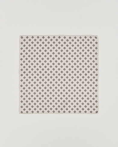  Printed Silk Pocket Square Ivory