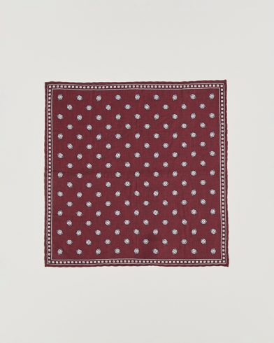  Printed Silk Pocket Square Burgundy