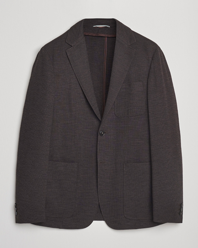 Canali Wool Houndstooth Jersey Blazer Dark Brown – Brown