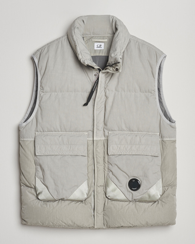 C.P. Company Eco Chrome Mixed Down Vest Light Grey – Grey