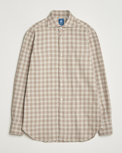 Men | Finamore Napoli | Finamore Napoli Gaeta Flannel Sport Shirt Beige Check