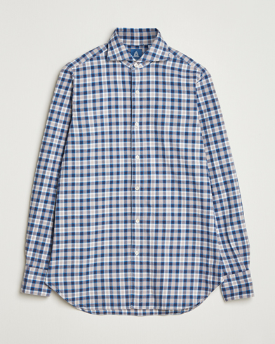 Finamore Napoli Gaeta Flannel Sport Shirt Navy Check – Blue