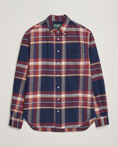 Men | Gitman Vintage | Gitman Vintage Brushed Winter Madras Button Down Shirt Rose/Navy