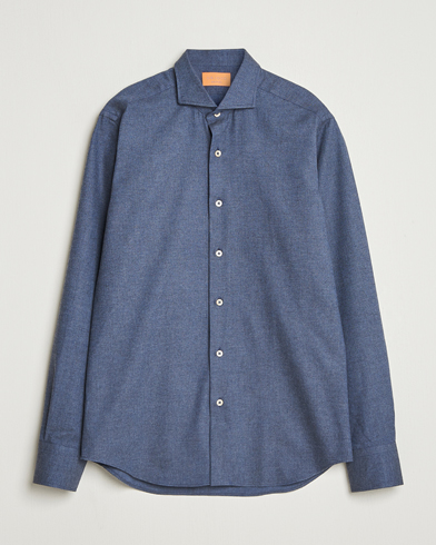 Grigio Washed Flannel Shirt Dark Blue – Blue