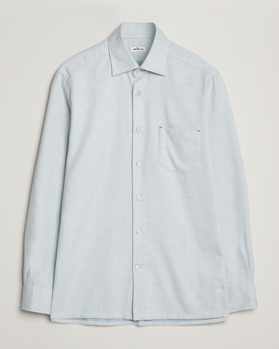Men | Kiton | Kiton Cotton Flannel Sport Shirt Light Blue
