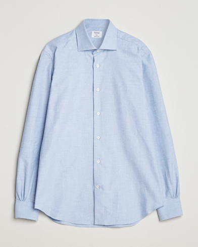 Mazzarelli Soft Flannel Cut Away Shirt Light Blue – Blue