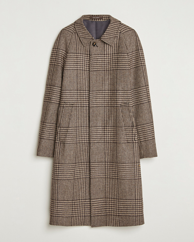 Oscar Jacobson Raglan Check Wool Coat Brown – Brown