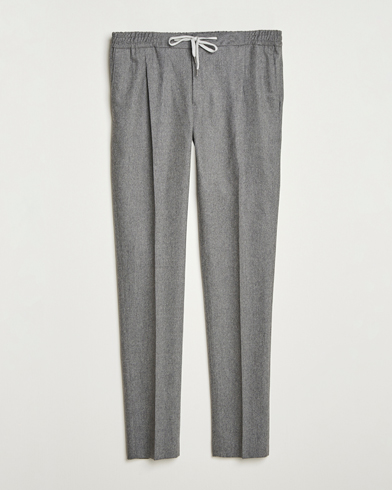 PT01 Slim Fit Wool/Cashmere Drawstring Trousers Grey Melange – Grey